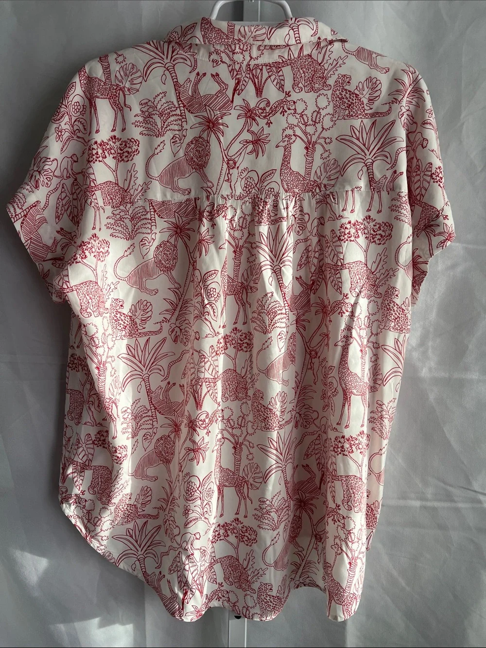 Jane and Delancey Cream Button-Front Shirt with Red Animal Print - Picture 14 of 16